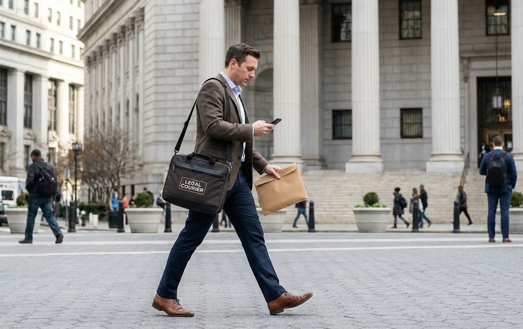 Legal courier services supporting court filings and document delivery